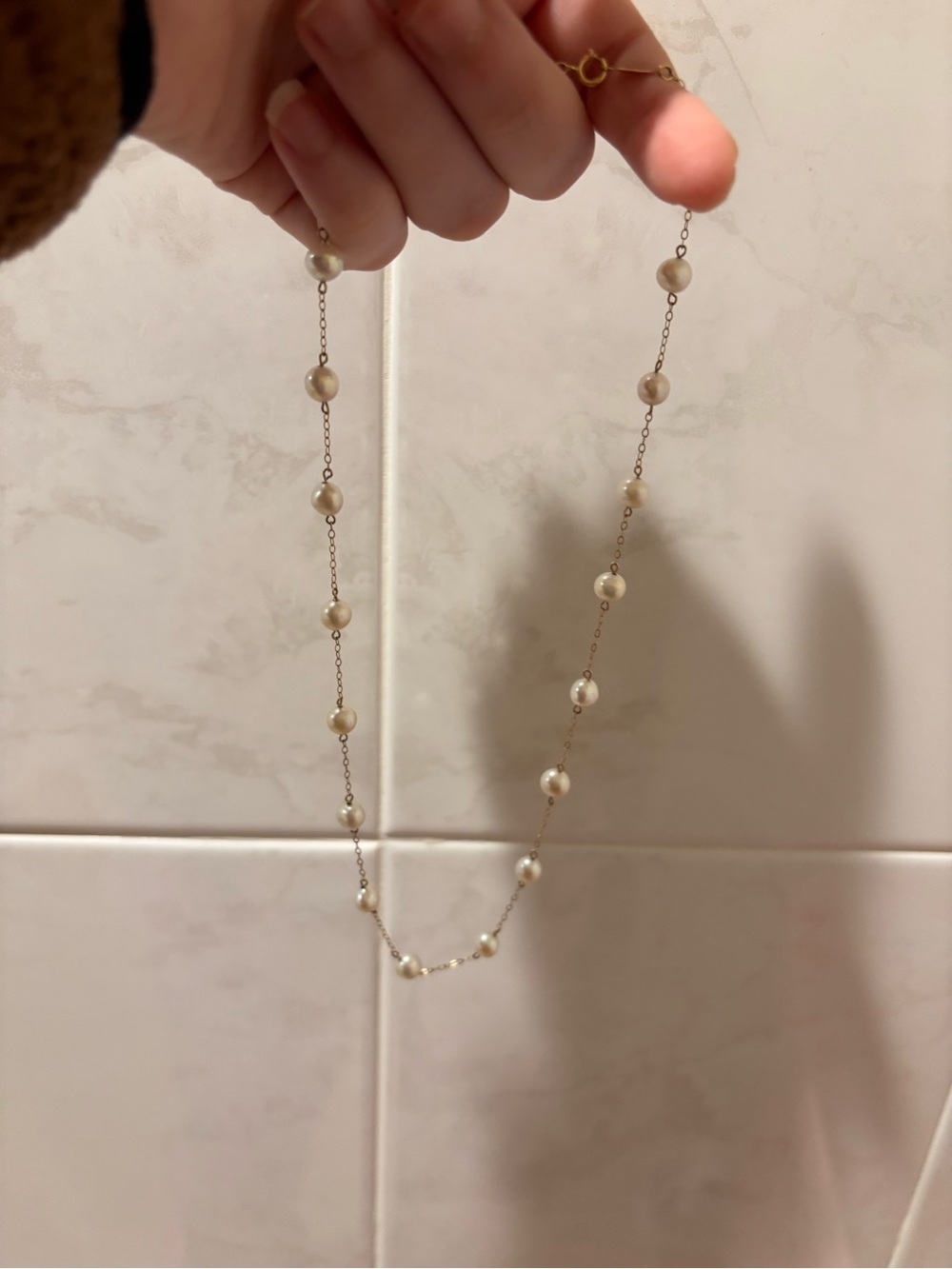 14k Peter Braun Freshwater Pearl Station Necklace - 14k Gold Chain